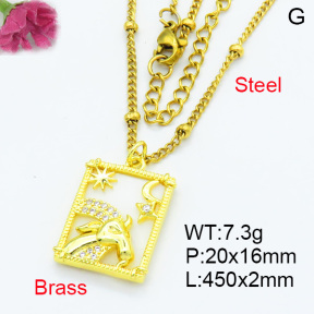 Fashion Brass Necklaces F3N403617ablb-L024