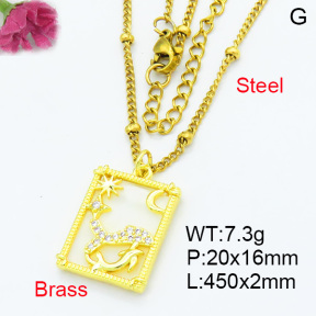 Fashion Brass Necklaces F3N403618ablb-L024