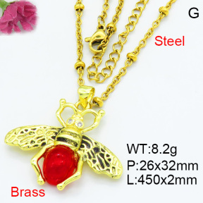 Fashion Brass Necklaces F3N403619vbmb-G030