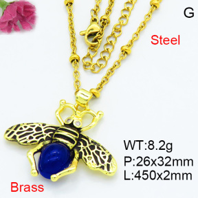 Fashion Brass Necklaces F3N403622vbmb-G030