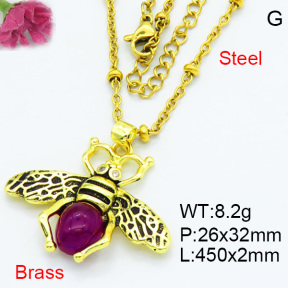 Fashion Brass Necklaces F3N403623vbmb-G030
