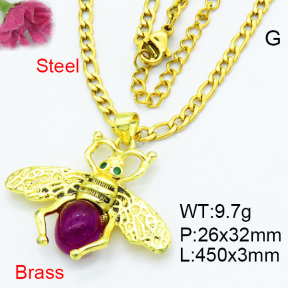 Fashion Brass Necklaces F3N403630vbmb-G030