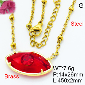 Fashion Brass Necklaces F3N403640ablb-G030
