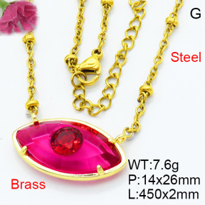Fashion Brass Necklaces F3N403641ablb-G030
