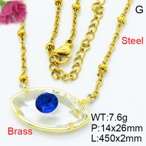 Fashion Brass Necklaces F3N403646ablb-G030