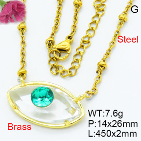 Fashion Brass Necklaces F3N403650ablb-G030