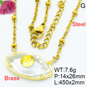 Fashion Brass Necklaces F3N403651ablb-G030