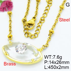 Fashion Brass Necklaces F3N403654ablb-G030
