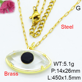 Fashion Brass Necklaces F3N403660ablb-G030