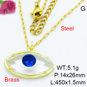Fashion Brass Necklaces F3N403661ablb-G030