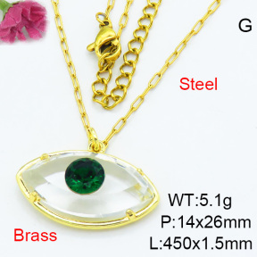 Fashion Brass Necklaces F3N403662ablb-G030