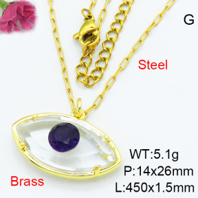 Fashion Brass Necklaces F3N403663ablb-G030