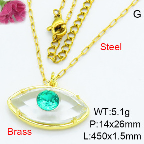 Fashion Brass Necklaces F3N403665ablb-G030