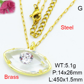 Fashion Brass Necklaces F3N403669ablb-G030