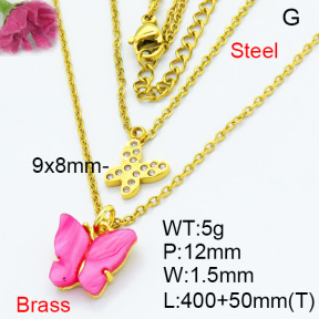 Fashion Brass Necklaces F3N403671aahl-G030