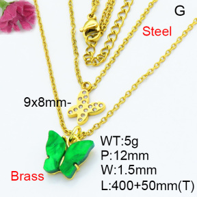 Fashion Brass Necklaces F3N403672aahl-G030
