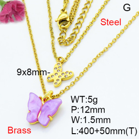 Fashion Brass Necklaces F3N403673aahl-G030
