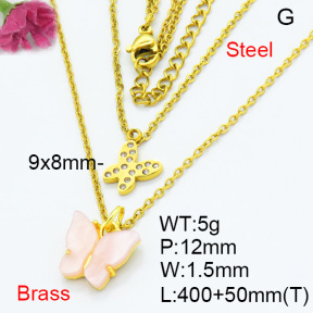 Fashion Brass Necklaces F3N403674aahl-G030