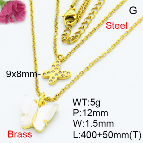 Fashion Brass Necklaces F3N403676aahl-G030