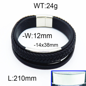 SS Leather Bangles 5BA000040vhmv-727