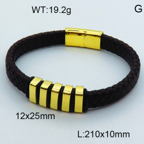 SS Leather Bangles 3BA000202vhov-611