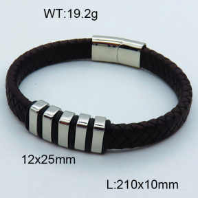 SS Leather Bangles 3BA000203vhnv-611