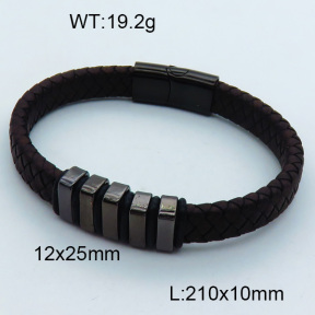 SS Leather Bangles 3BA000204vhov-611