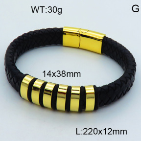 SS Leather Bangles 3BA000205vhov-611