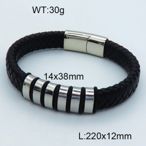 SS Leather Bangles 3BA000206vhnv-611