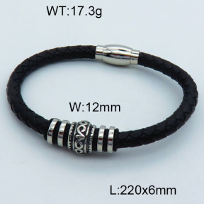 SS Leather Bangles 3BA000208vhmv-611