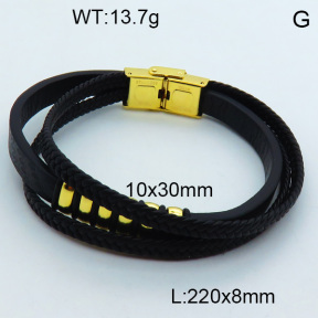 SS Leather Bangles 3BA000209ahlv-611