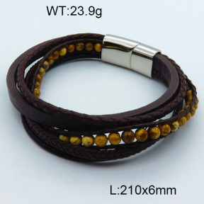 SS Leather Bangles 3BA000211vhov-611