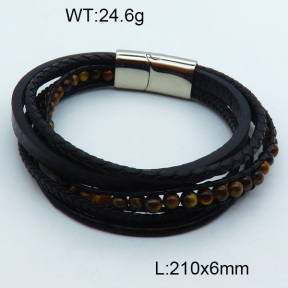 SS Leather Bangles 3BA000212vhov-611