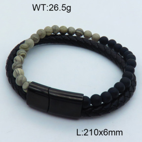 SS Leather Bangles 3BA000215vhmv-611