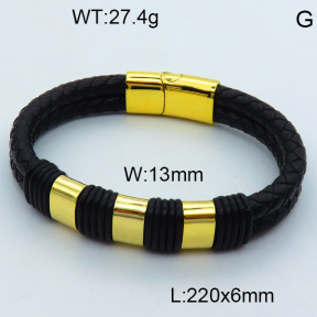 SS Leather Bangles 3BA000217vhnv-611