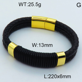 SS Leather Bangles 3BA000218vhnv-611