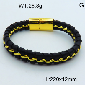 SS Leather Bangles 3BA000220aivb-611