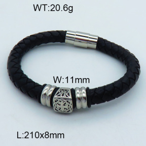 SS Leather Bangles 3BA000222vhmv-611