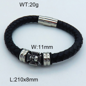 SS Leather Bangles 3BA000223vhmv-611