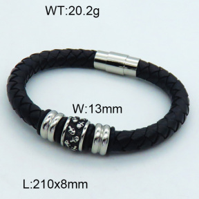 SS Leather Bangles 3BA000224vhmv-611