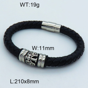 SS Leather Bangles 3BA000225vhmv-611