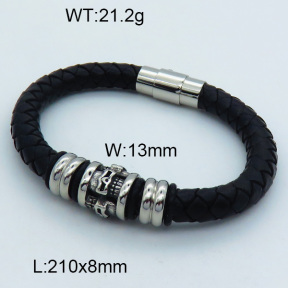 SS Leather Bangles 3BA000226vhmv-611