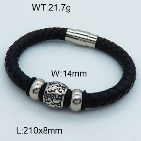 SS Leather Bangles 3BA000227vhmv-611