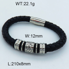 SS Leather Bangles 3BA000228vhmv-611