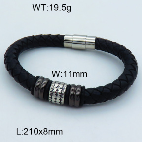 SS Leather Bangles 3BA000229vhmv-611