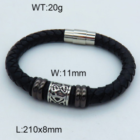 SS Leather Bangles 3BA000230vhmv-611