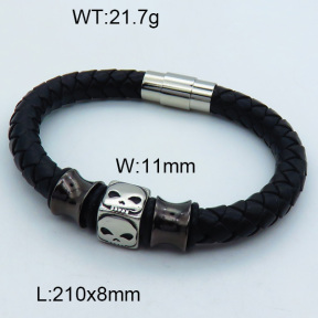 SS Leather Bangles 3BA000231vhmv-611