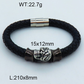 SS Leather Bangles 3BA000232vhmv-611