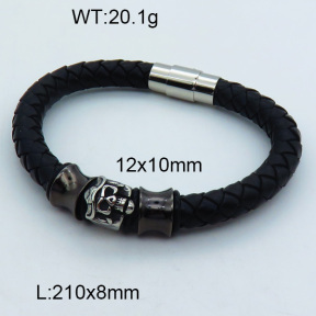 SS Leather Bangles 3BA000233vhmv-611