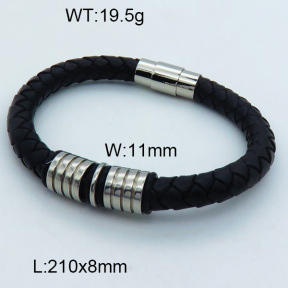 SS Leather Bangles 3BA000234vhmv-611